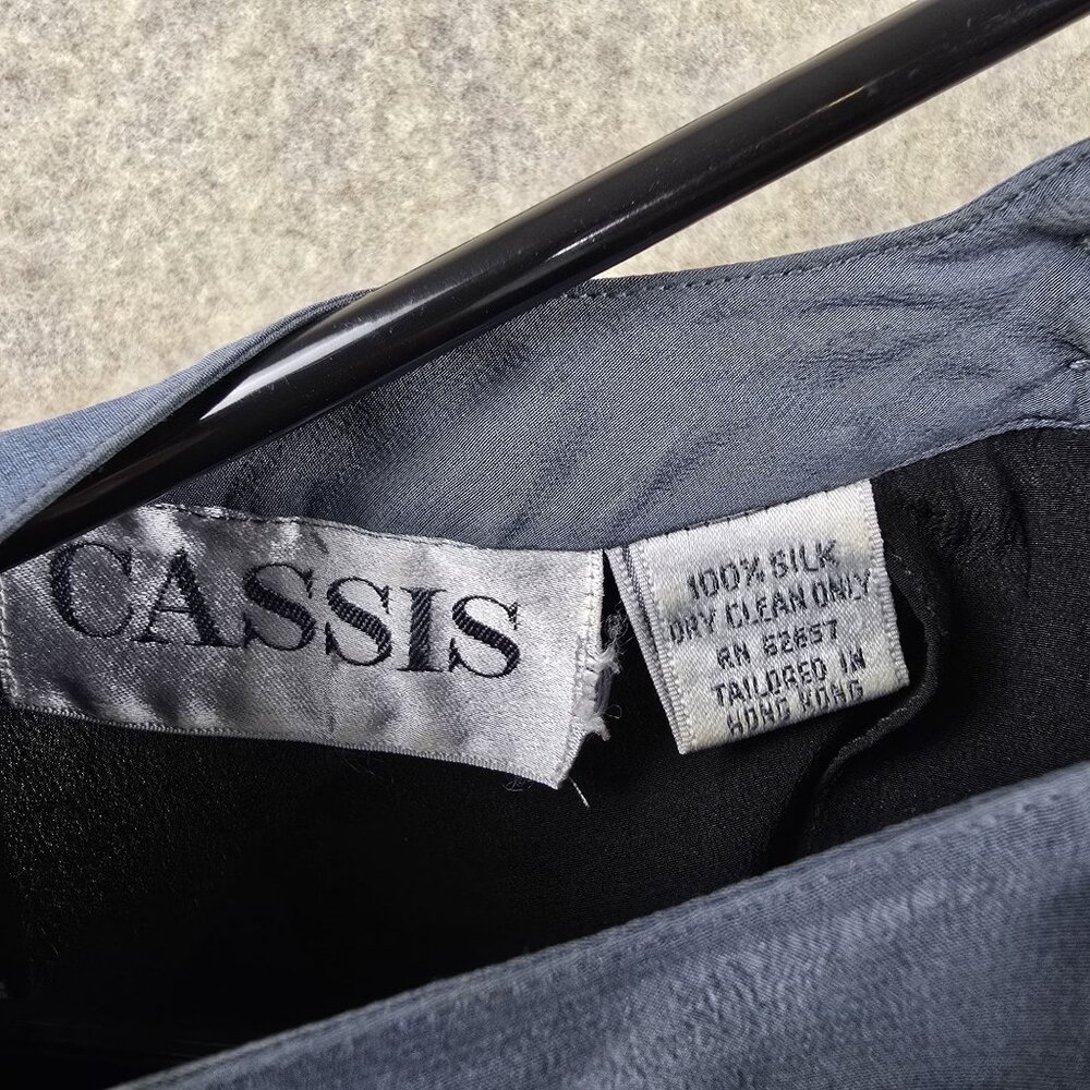 Cassis Vintage Colorblock Black Red & Blue Silk Midi Dress Size M Long Sleeve - Picture 5 of 9